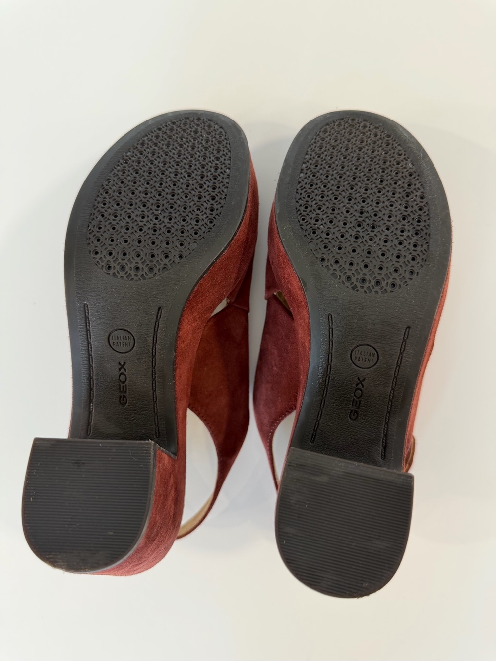 Geox Women's Suede Platform Slingback Heels in Burgundy Wine Red - Picture 11 of 12